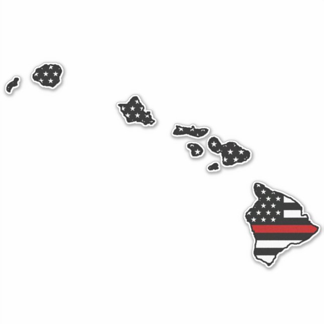 Sticker Drapeau de la ligne rouge mince Hawaii (Devant)