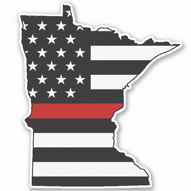 Sticker Drapeau de la ligne rouge mince Minnesota (Devant)