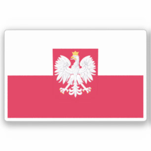 Sticker Drapeau de la Pologne (avec armoiries)