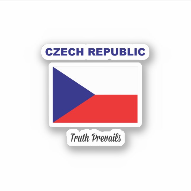 Sticker Drapeau de la République tchèque, étiqueté (Devant)