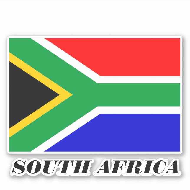 Sticker Drapeau de l'Afrique du Sud, étiqueté (Devant)