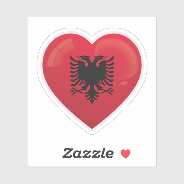Sticker Drapeau de l'amour en Albanie (Feuille)
