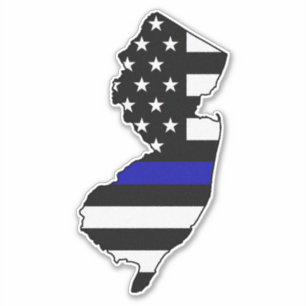 Sticker Drapeau de ligne bleue mince New Jersey