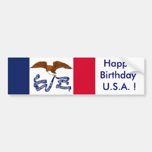 Sticker Drapeau de l'Iowa, Joyeux anniversaire U.S