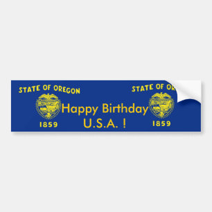 Sticker Drapeau de l'Oregon, Joyeux Anniversaire U