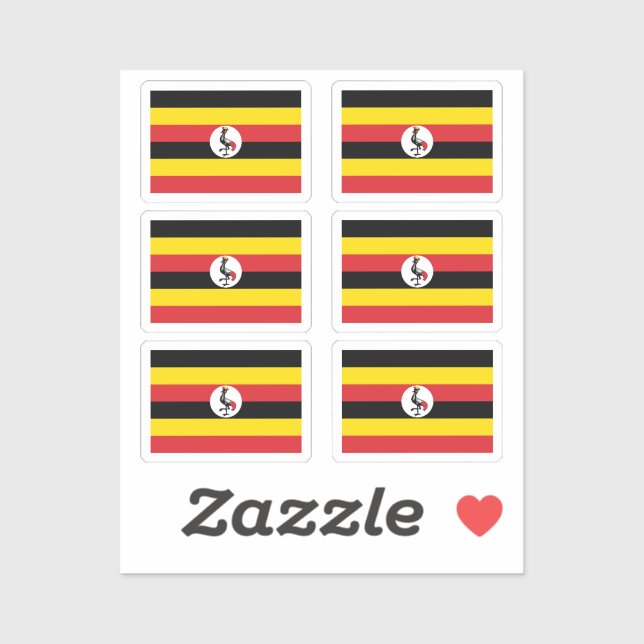 Sticker Drapeau de l'Ouganda Collection pack de 6 (Feuille)