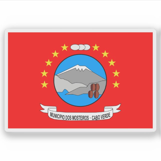 Sticker Drapeau de Mosteiros, Cap-Vert (Cabo Verde) (Devant)