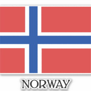Sticker Drapeau de Norvège, étiqueté
