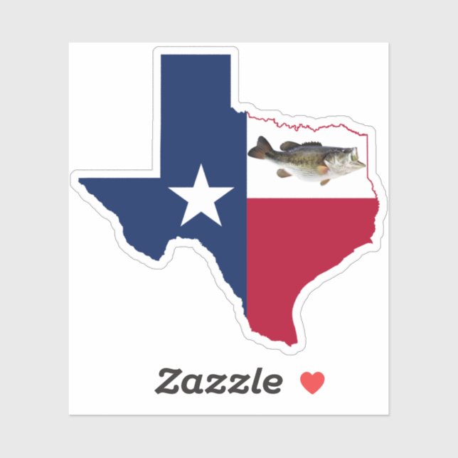 Sticker Drapeau de pêche de basse du Texas (Feuille)