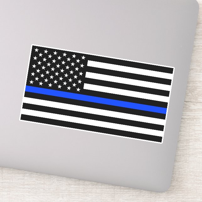 Sticker Drapeau de police de la ligne bleue mince (Détail)