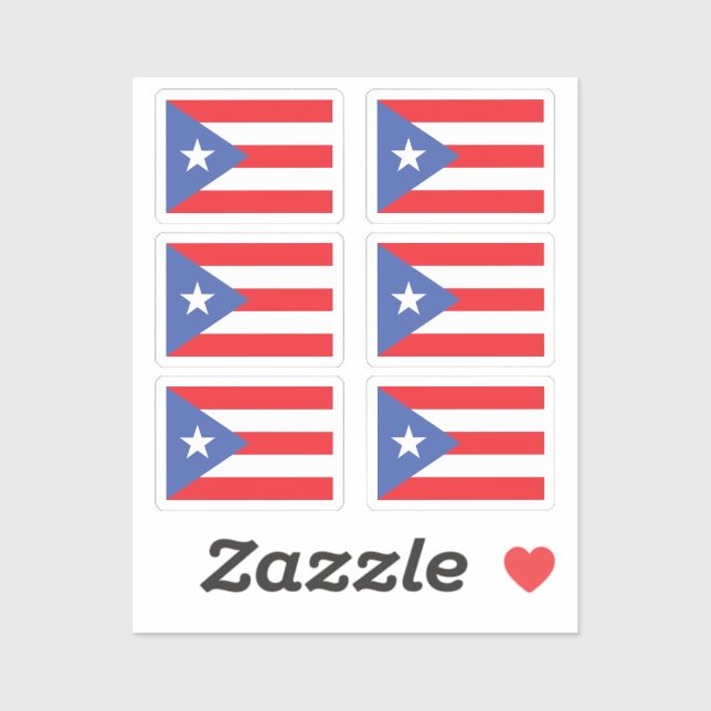 Sticker Drapeau de Porto Rico Collection pack de 6 (Feuille)