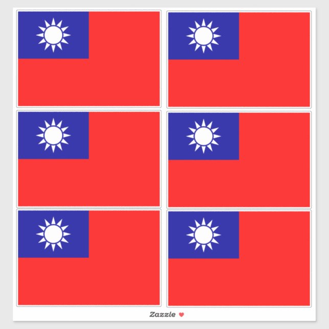 Sticker Drapeau de Taïwan : République de Chine, Taipei ch (Feuille)