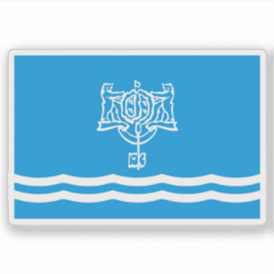 Sticker Drapeau de Yuzhno-Sakhalinsk (oblast de Sakhaline)