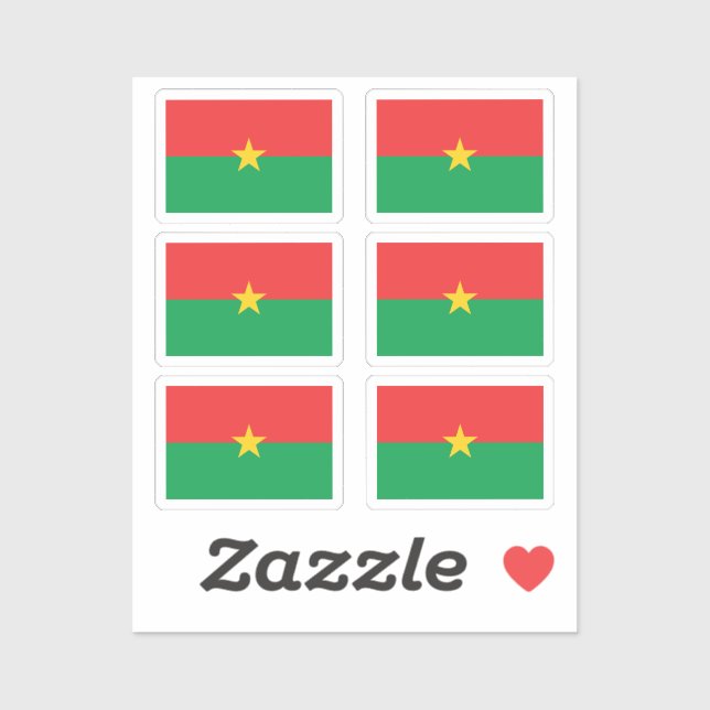 Sticker Drapeau du Burkina Faso Collection pack de 6 (Feuille)