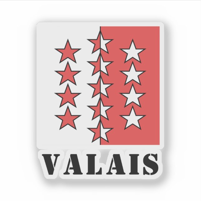 Sticker Drapeau du canton du Valais, Suisse (Devant)