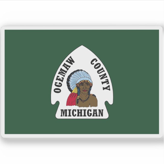 Sticker Drapeau du comté d'Ogemaw, Michigan (Devant)