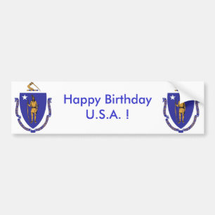 Sticker Drapeau du Massachuset, Joyeux anniversair