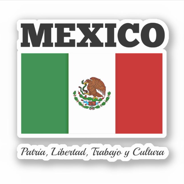 Sticker Drapeau du Mexique, étiqueté (Devant)
