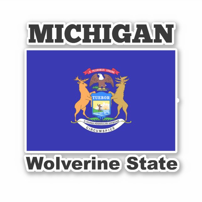 Sticker Drapeau du Michigan, État de Wolverine (Devant)