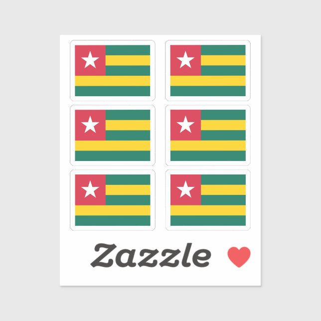 Sticker Drapeau du Togo Collection pack de 6 (Feuille)