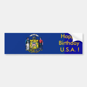 Sticker Drapeau du Wisconsin, Joyeux Anniversaire 