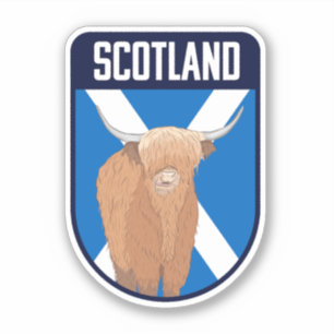 Sticker Drapeau écossais avec vache Highland - Scotland Tr