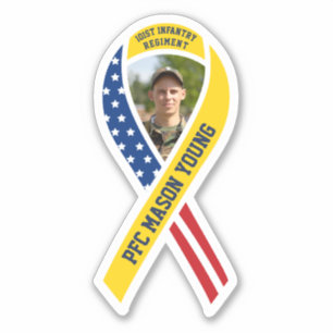 Sticker Drapeau en ruban jaune Militaire Personnalisé Phot