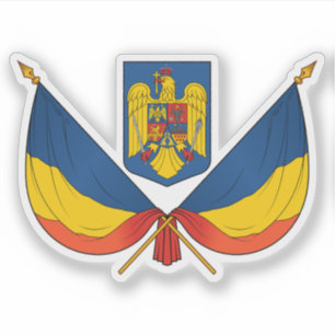 Sticker Drapeau et armoiries de Roumanie
