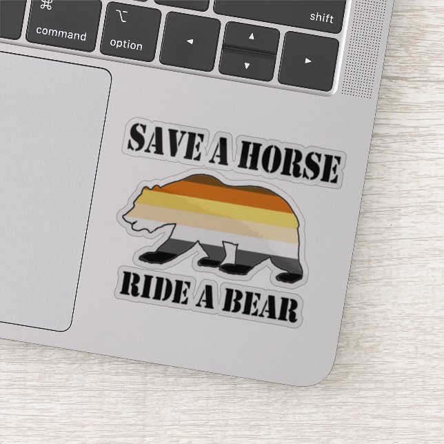 Sticker Drapeau Gay Bear Pride Enregistrer Un Cheval Ride  (Détail)