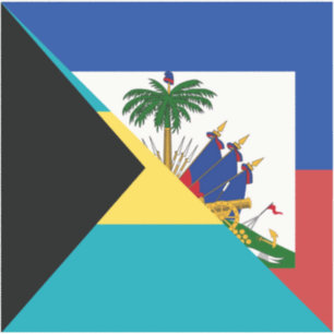 Sticker Drapeau Haïti Bahamas   Drapeau bahaméen à moitié 