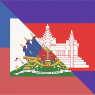 Sticker Drapeau haïtien cambodgien   Haïti Drapeau à moiti