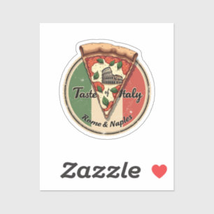 Sticker Drapeau italien avec Vintage Rome & Naples Pizza