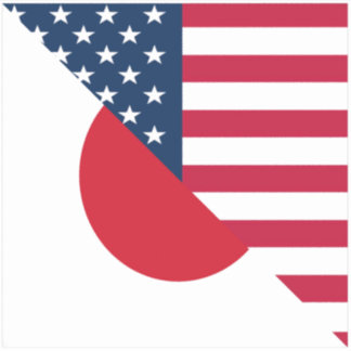 Sticker Drapeau Japon Amérique |Drapeau américain à moitié