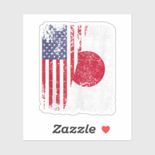 Sticker Drapeau japonais à moitié américain Japon