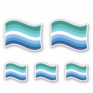 Sticker Drapeau ondulé azur de fierté gay masculin
