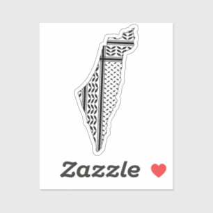 Sticker Drapeau palestinien et carte avec Motif Keffiyeg
