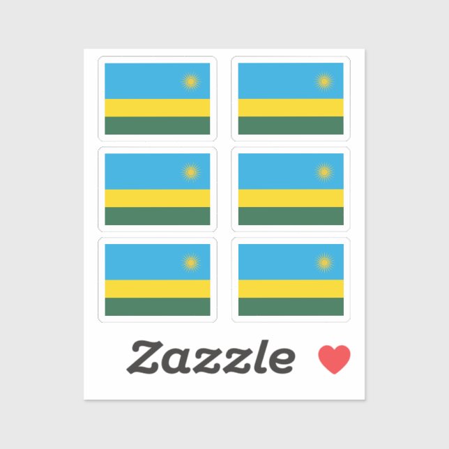 Sticker Drapeau Rwanda Collection pack de 6 (Feuille)