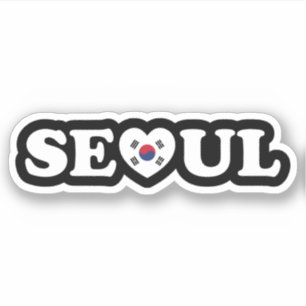 Sticker Drapeau Seoul Love Heart Taegeukgi