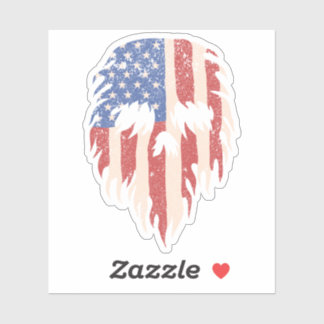 Sticker Drapeau USA Crâne Barbe | Design Patriotique Détre