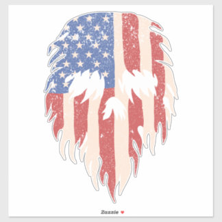 Sticker Drapeau USA Crâne Barbe | Design Patriotique Détre