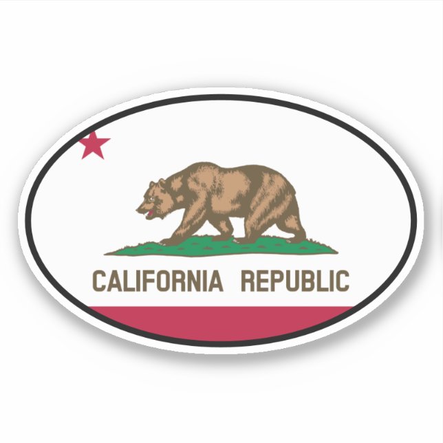 Sticker Drapeau vinyle de la République de Californie Oval (Devant)