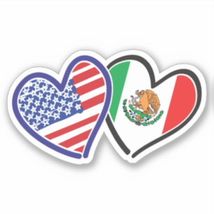 Sticker Drapeaux cardiaques mexicains américains