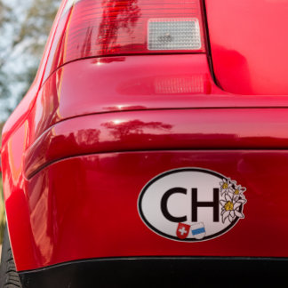 Sticker Drapeaux Zug & Suisse | Fleurs Edelweiss | Oval