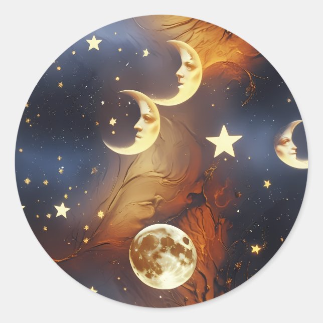 Sticker - Dreamy Fiery Orange Celestial Moon (Devant)