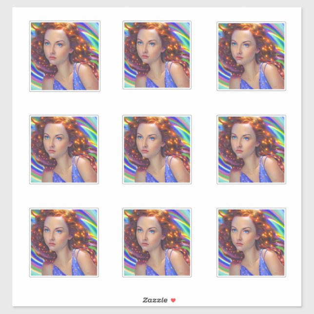 Sticker Dreamy Girl with Rainbow Lights (Feuille)