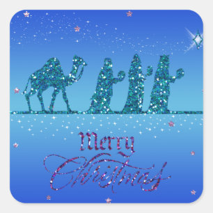 Sticker,- Drei Heilige Drei Könige -, Weihnachten Quadratischer Aufkleber