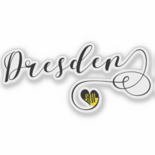 Sticker Dresden Heart Flag