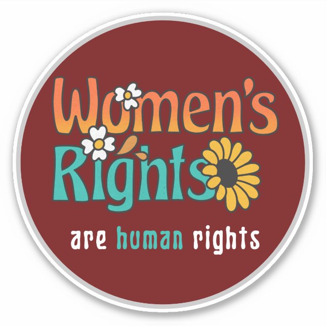 Sticker Droits des femmes Droits humains Citation florale  (Devant)