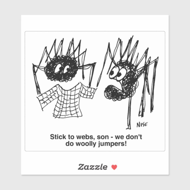 Sticker Drôle araignées et araignées Web tissage Cartoon (Feuille)