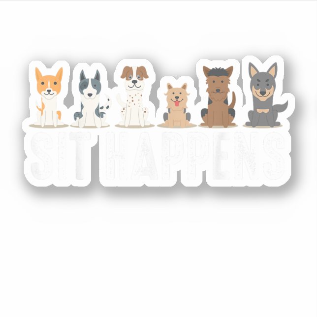 Sticker Drôle assis arrive Cool assis Chiens assis (Devant)